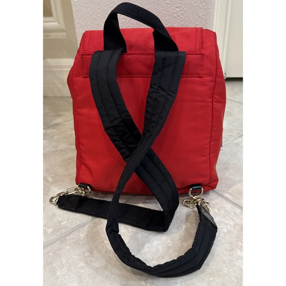 Victorias Secret BACKPACK - RED W/GOLD STUDS - Drawstring Close‎ Buckle Pockets